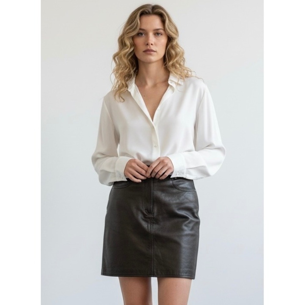 Harley-Davidson Womens Black Genuine Leather High Waisted Mini Skirt Size S